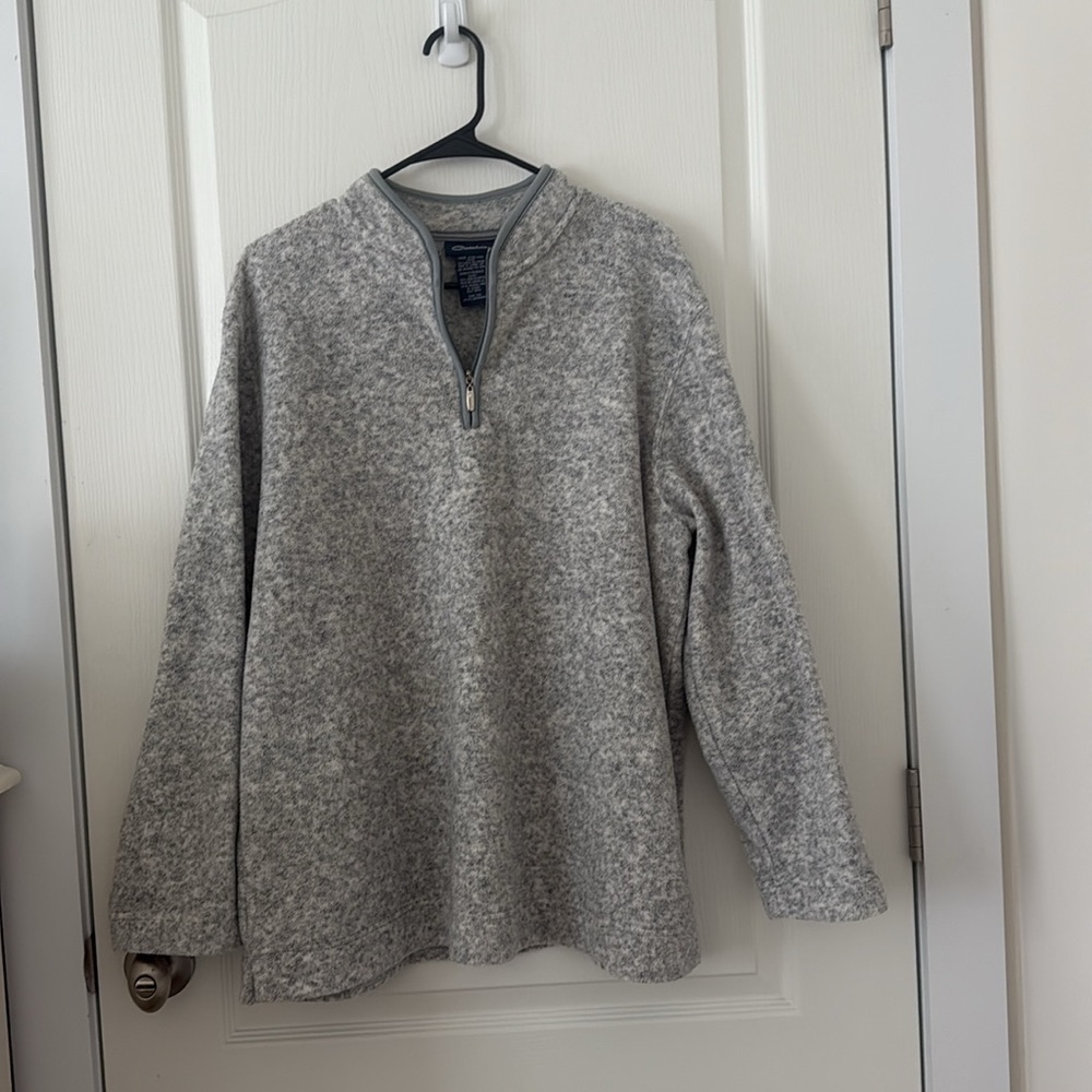 Catalina 1/4 Zip Pullover Fleece Heather Grey Size XL 16/18 100% Spun Polyester